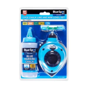 Blue Spot Tools 30m 100ft Chalk Line and Mini Level 3 Piece Set