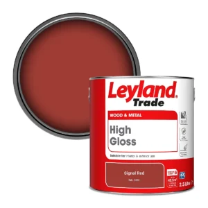 Leyland Trade Wood & Metal High Gloss Paint Signal Red 2.5L