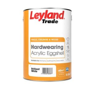 Leyland Trade Hardwearing Acrylic Eggshell Brilliant White 5L